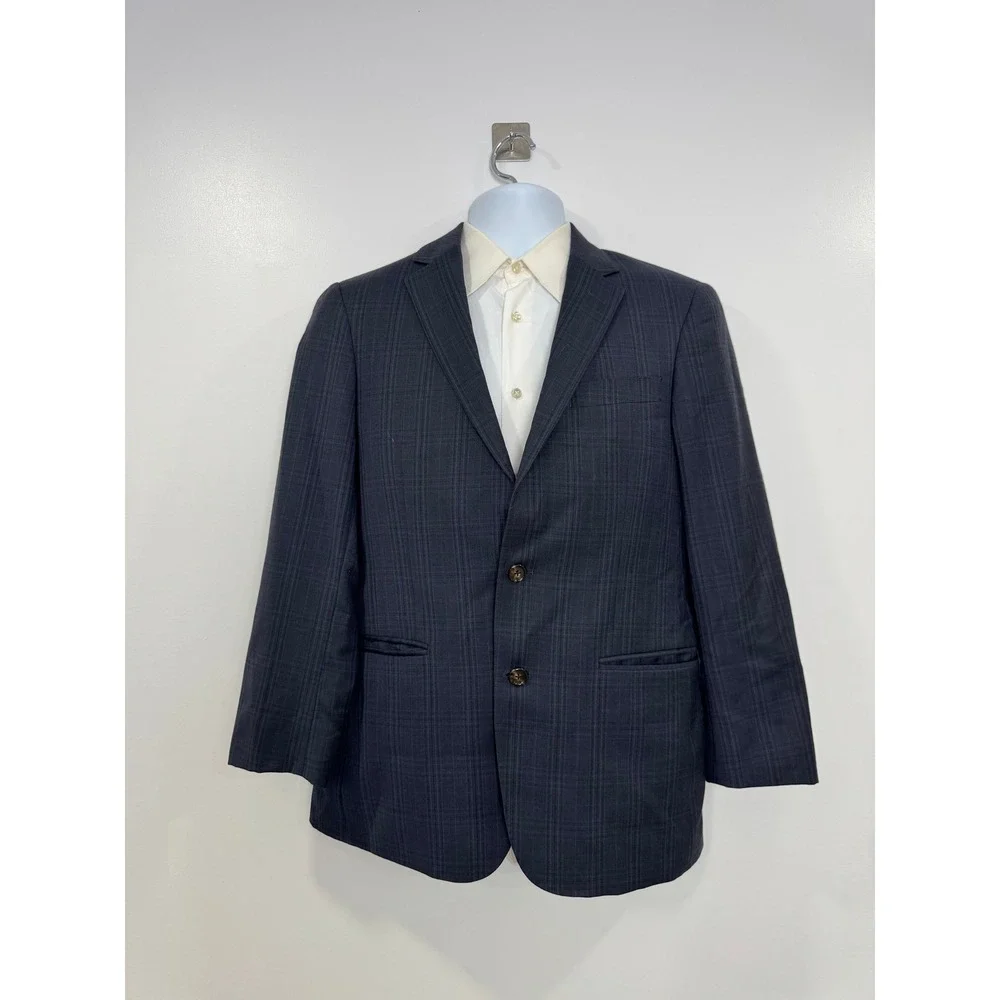Todd Snyder Mens Blue Plaid Mayfair Fit Wool Blazer Sport Coat 36R